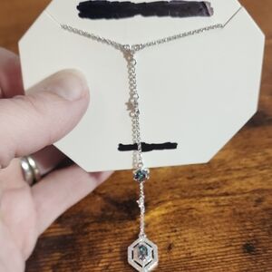 Bold Attitude Lab Created Rainbow Topaz Rhodium Plating 18"+2.5"extender